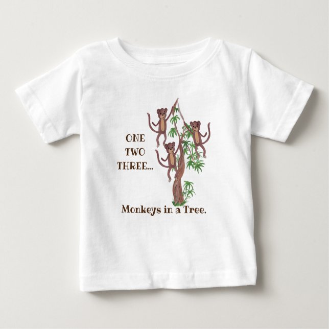 Pour Bébé Les singes dans un arbre Baby Fine Jersey T-shirt (Devant)