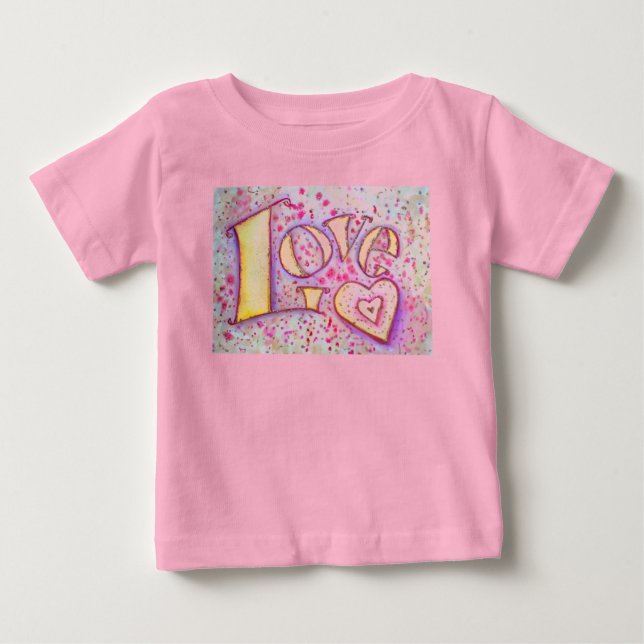 Pour Bébé Love Word Art Peinture T-Shirt personnalisé (Devant)