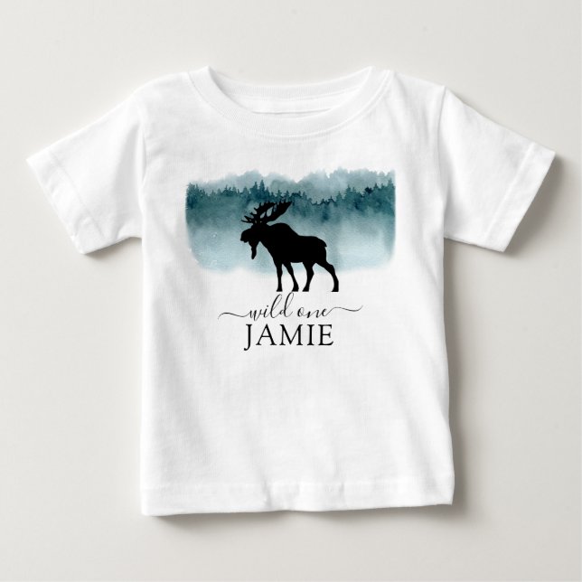 Pour Bébé Marcher Moose Wild Un Anniversaire Garçon T-shirt (Devant)