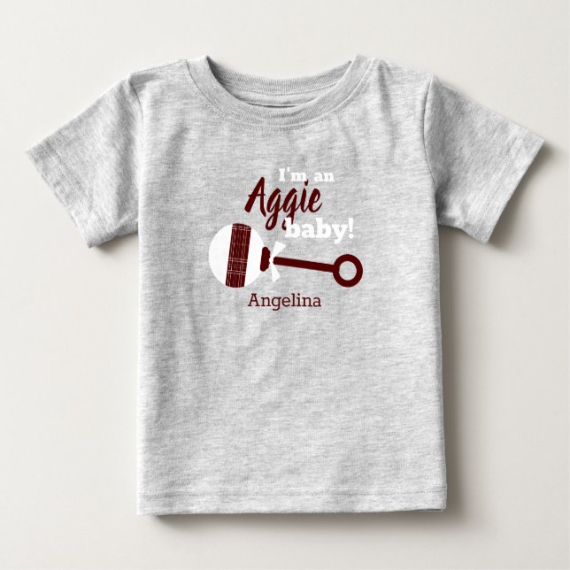 Pour Bébé Maroon Plaid Rattle Aggie Baby T-Shirt (Devant)