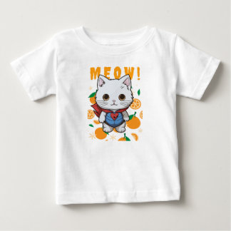 Pour Bébé "MEOW!" Adorable Superhero Cat T-Shirt for Babies