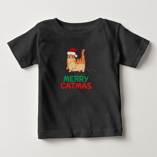Pour Bébé Merry Catmas Noël Funny T-shirt (Devant)
