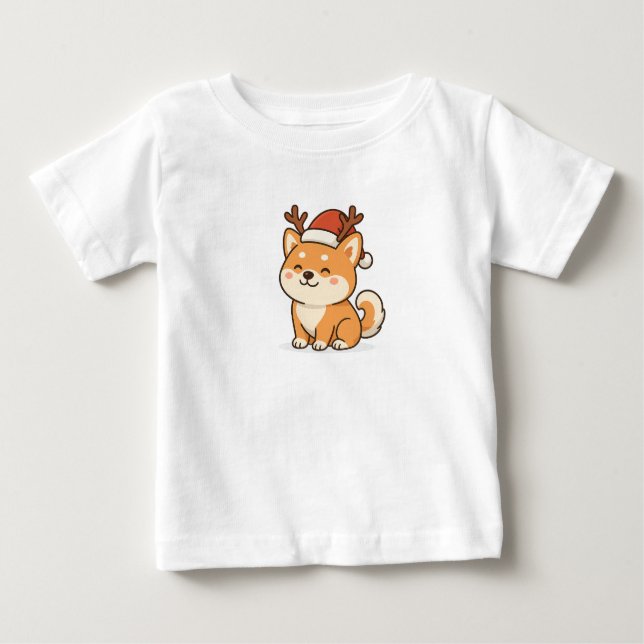 Pour Bébé MERRY CHRISTMAS DOG AKITA INU T-Shirt (Devant)