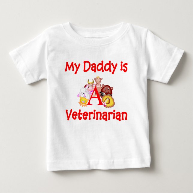 Pour Bébé Mon papa est un T-shirt infantile vétérinaire (Devant)