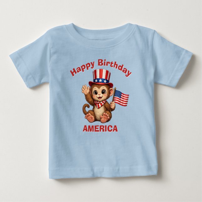 Pour Bébé Monkey (5g) Patriotic Kid T-Shirt (Devant)