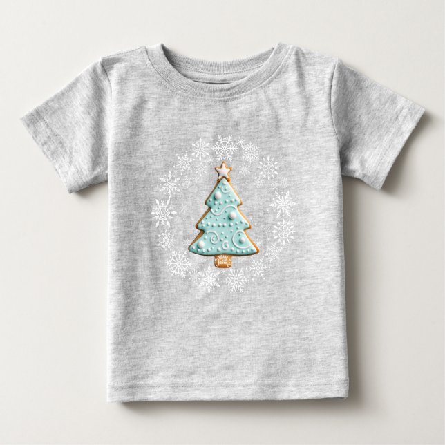 Pour Bébé Noël blanc, T-shirt biscuit en pain d'épices (Devant)