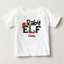Nom personnalisé Baby Elf Christmas T-Shirt