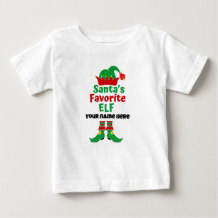 Pour Bébé Nom personnalisé Père Noël T-shirt Elf favori