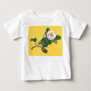 POUR BÉBÉ NOM PERSONNALISÉ TODDLER JAUNE T-SHIRT FLEURS BLAN