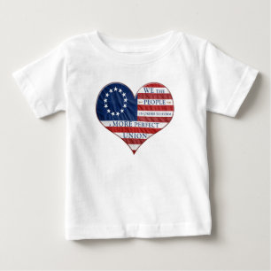 Pour Bébé Nous Le Peuple American Flag Heart Baby T-Shirt
