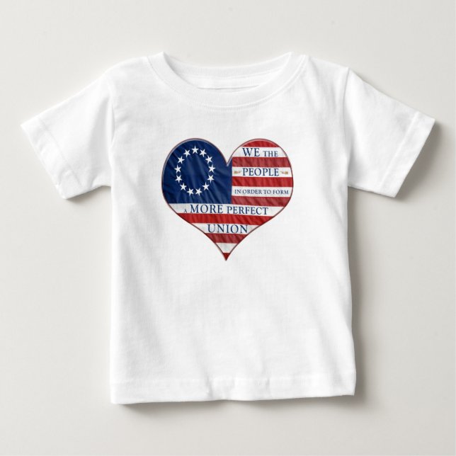 Pour Bébé Nous Le Peuple American Flag Heart Baby T-Shirt (Devant)