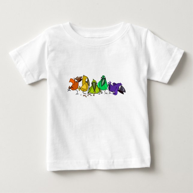 Pour Bébé Oiseaux colorés Funny Baby T-shirt (Devant)