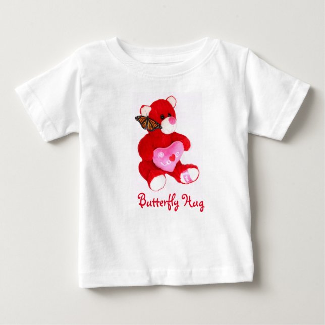 Pour Bébé Ours en peluche rouge vif, papillon et T-shirt LOV (Devant)