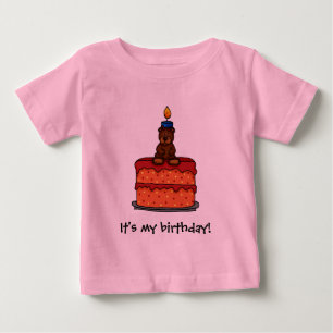 Pour Bébé ours fille sur t-shirt gâteau d'anniversaire