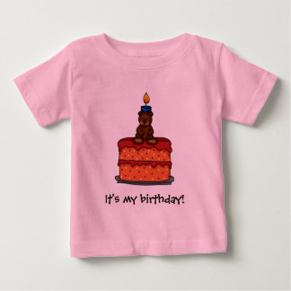 Pour Bébé ours fille sur t-shirt gâteau d'anniversaire