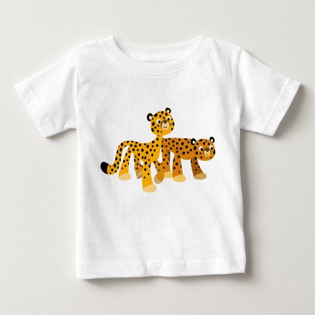 Pour Bébé Paire de mignonnes Cheetahs de caricature T-shirt  (Devant)