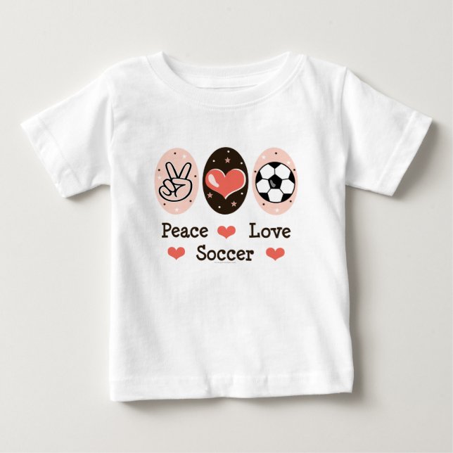 Pour Bébé Peace Love Soccer Baby T-shirt (Devant)