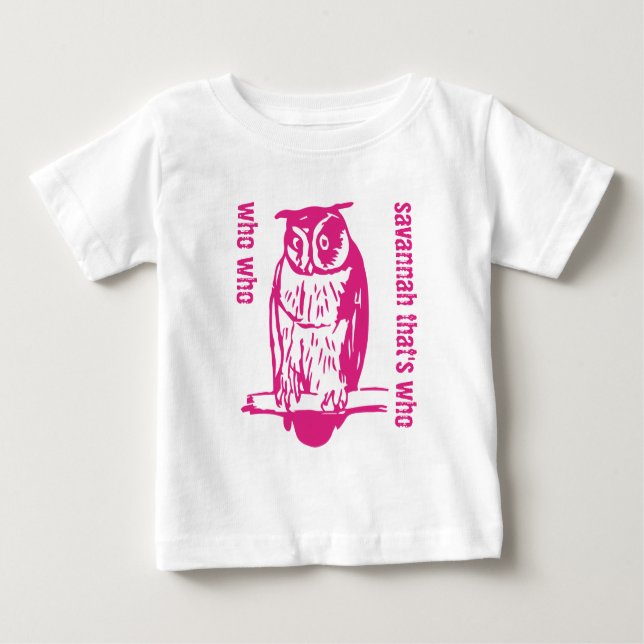 Pour Bébé Personnalisé Rose mignon Qui Owl T-shirt (Devant)