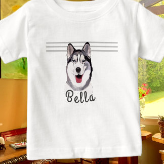 Pour Bébé Personnaliser le nom Husky Multimedia Baby T-Shirt