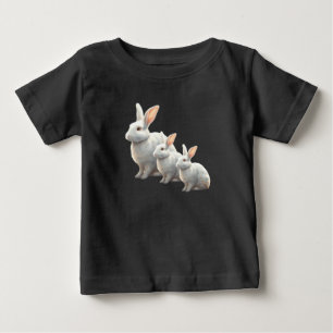 Pour Bébé "Petit Bonheur de Lapin en Coton : T-Shirt Blanc p