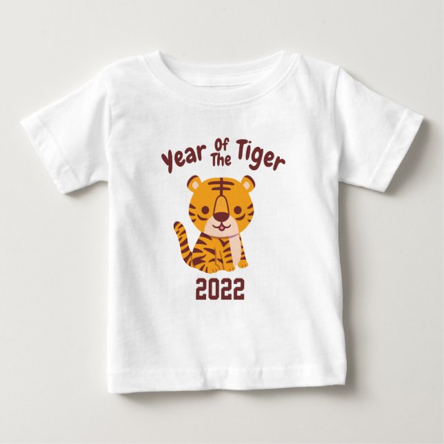 Pour Bébé Petit Tigre mignon, Année Du Tigre Baby T-Shirt (Devant)