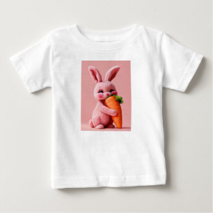Pour Bébé Pink Bunny's Carrot Hug" Baby Fine Jersey T-Shirt