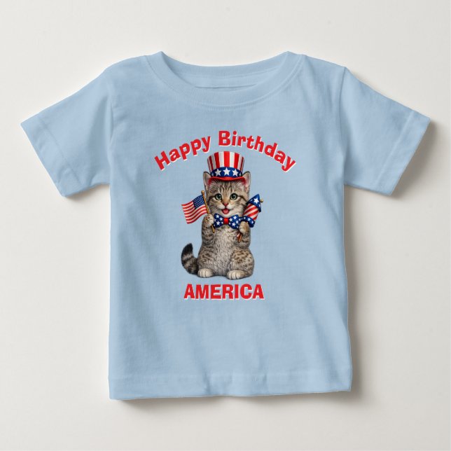 Pour Bébé Pixie-Bob Kitten (1s) Patriotic Kid T-Shirt (Devant)