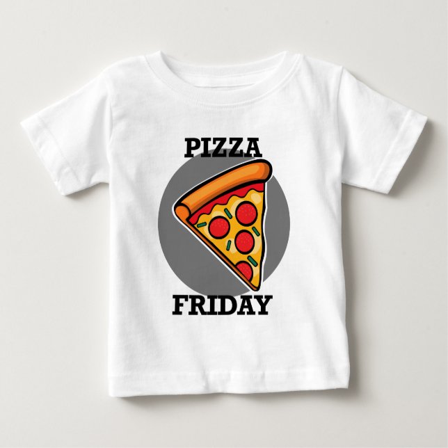 Pour Bébé Pizza Friday Design - Baby Fine Jersey T-Shirt (Devant)