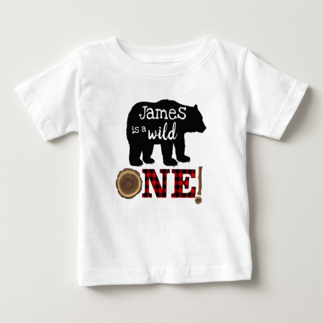 Pour Bébé Premier anniversaire Lumberjack T-shirt (Devant)