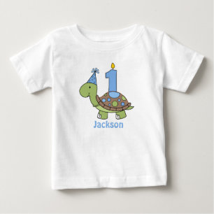 Pour Bébé Premier bleu de T-shirt d'anniversaire de tortue