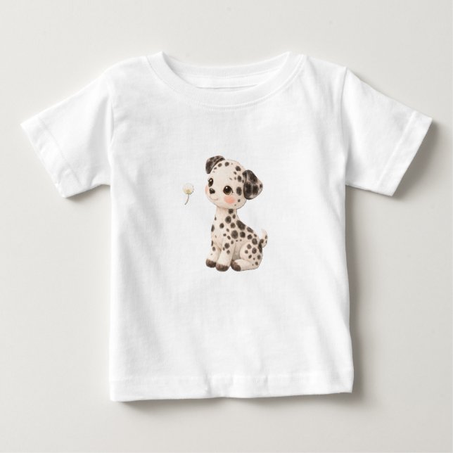 Pour Bébé Puppy Baby T-Shirt – Cute Spotted & Striped Babies (Devant)