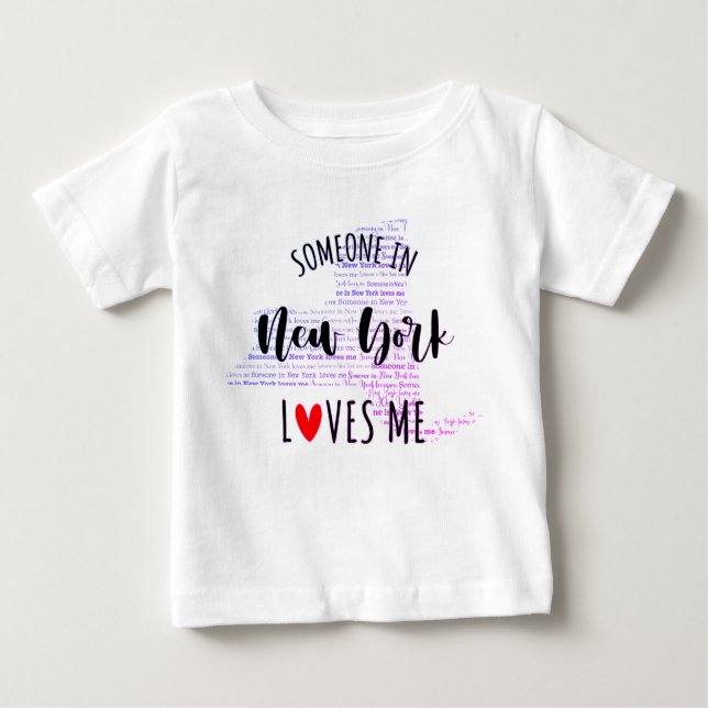 Pour Bébé Quelqu'Un À New York M'Aime Carte Baby T-shirt (Devant)