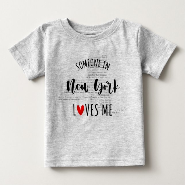 Pour Bébé Quelqu'Un À New York M'Aime Carte Baby T-shirt (Devant)