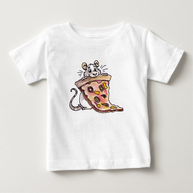 Pour Bébé Rat avec le T-shirt de nourrisson de pizza (Devant)