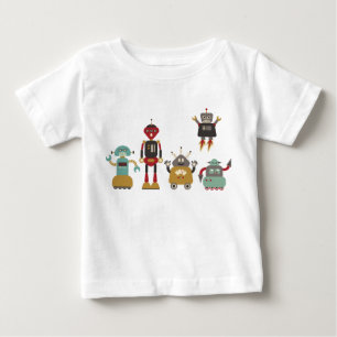 Pour Bébé Robots rétro mignonne T-shirt enfant