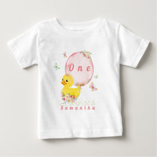 Pour Bébé RUBBER DUCK Girl First Birthday T-Shirt Baby