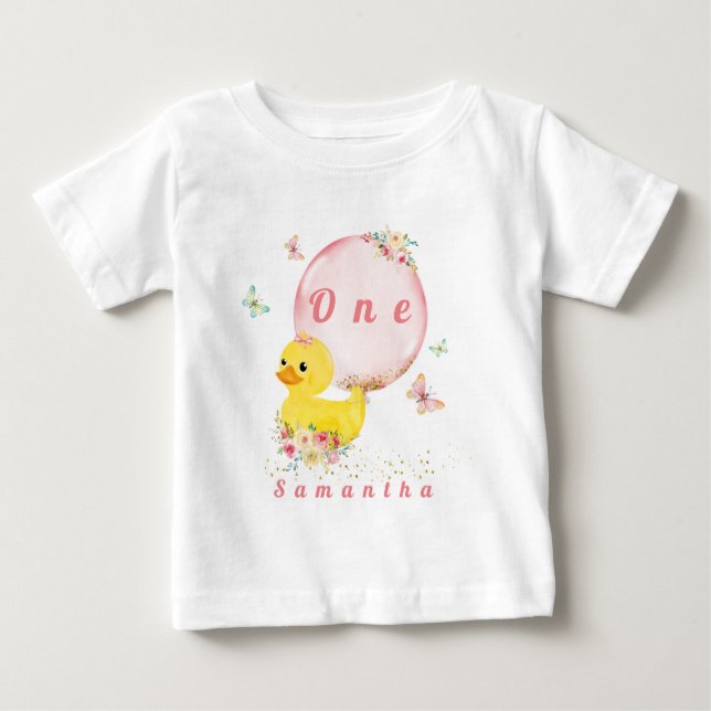 Pour Bébé RUBBER DUCK Girl First Birthday T-Shirt Baby (Devant)