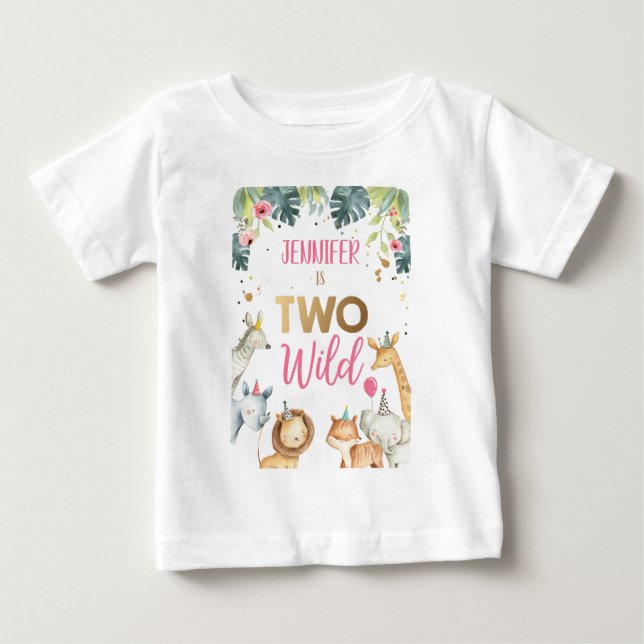 Pour Bébé Safari Animaux Fille Anniversaire T-shirt Enfant s (Devant)