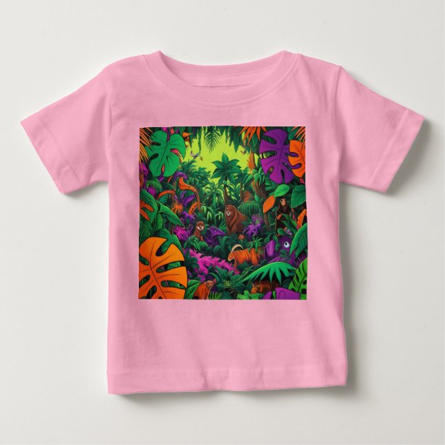 Pour Bébé Scène Jungle Animaux exotiques T-shirt (Devant)