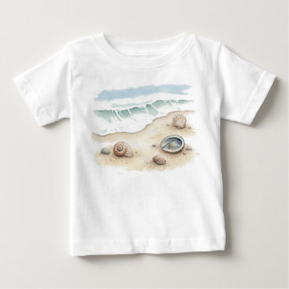 Pour Bébé Seashell & Sand Watercolor Beach Tote Boby T-Shirt