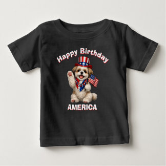 Pour Bébé Shih Tzu Puppy (2f) Patriotic Kid T-Shirt