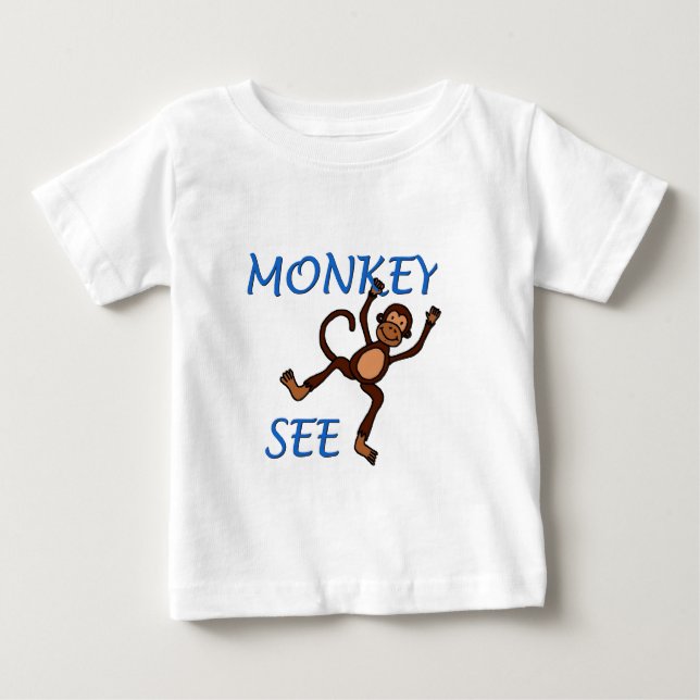 Pour Bébé singe voir 2 en t-shirt bleu (Devant)