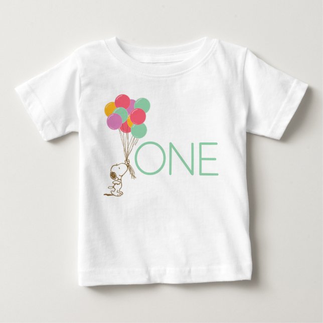 Pour Bébé Snoopy et ballons 1er anniversaire Baby T-shirt (Devant)