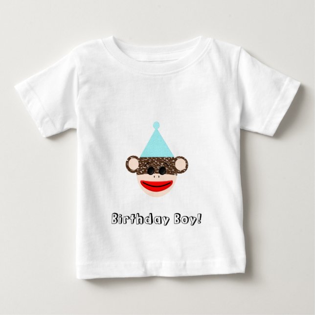 Pour Bébé Sock Singe Anniversaire Garçon T-Shirt (Devant)