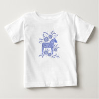 Suédoise Dala Horse Indigo Blue Baby T-Shirt