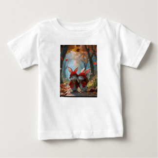 Pour Bébé sur T-shirt blanc mignon deux petits lapins