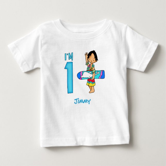 Pour Bébé Surfer Dude 1er anniversaire Baby T-shirt (Devant)