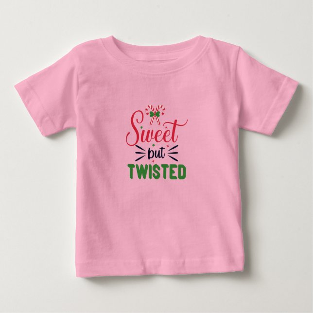 Pour Bébé Sweet But Twisted Holiday T-Shirt | Festive Candy  (Devant)