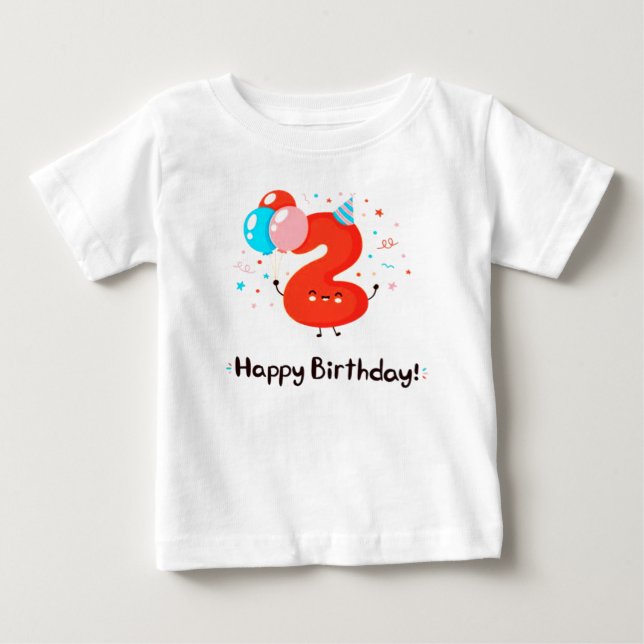 Pour Bébé Sympa souriant numéro 2 avec T-shirt ballons (Devant)