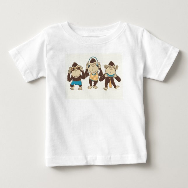 Pour Bébé T-shirt 3 singes (Devant)